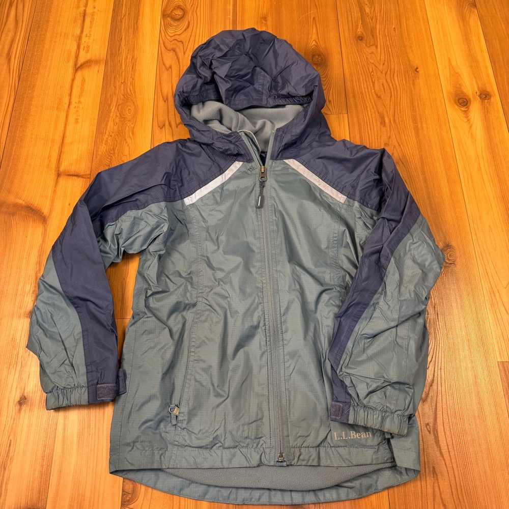 L.L. Bean Kids Jacket Coat Size Small 8 Colorblock Grey Navy Blue